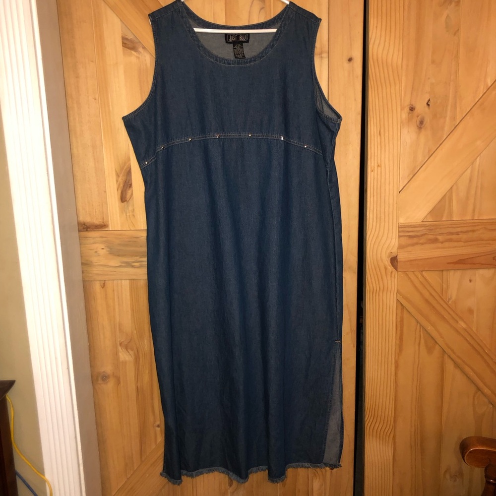 Just Blu Womens Sleeveless  BlueMaxi Denim Dress  Size 24 W